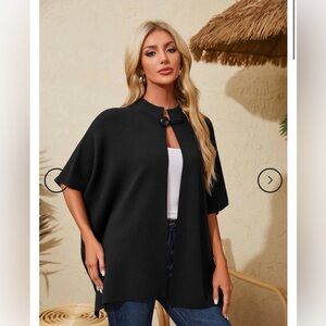 PULI Women's Open Front Poncho Sweater Shawl Cape Wrap Boho Goth